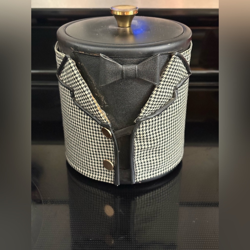 Vintage Houndstooth Tuxedo Ice Bucket